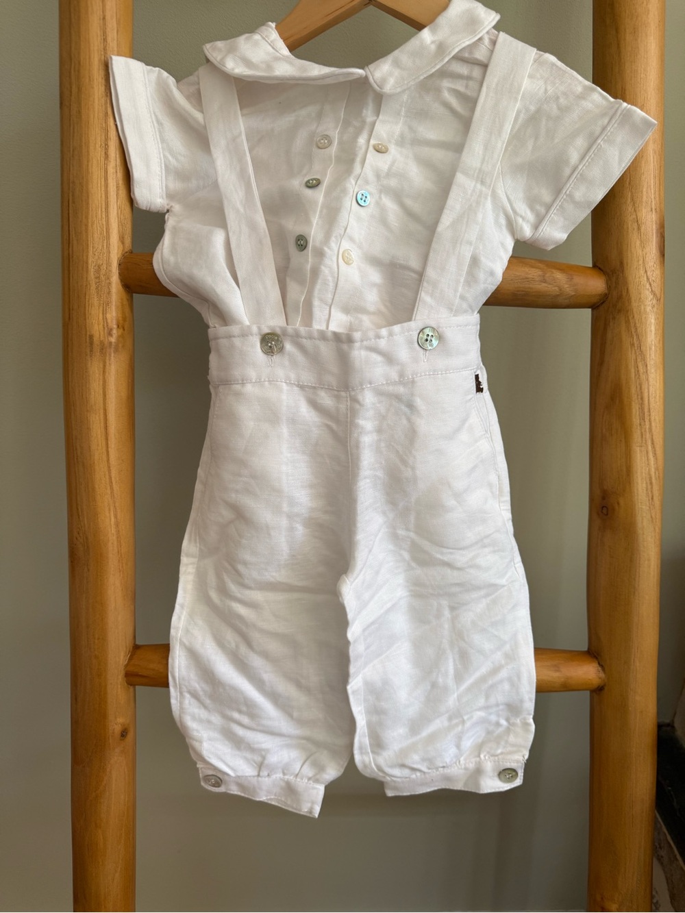 NWOT White Kids Suspender Overalls - Classic Summer Style